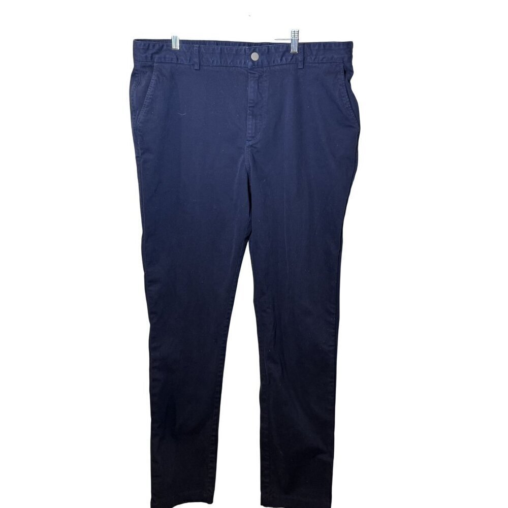 Mens Navy Slim Fit Chino Pants By Spoke Size 37 Cotton Blend Tailored Look For